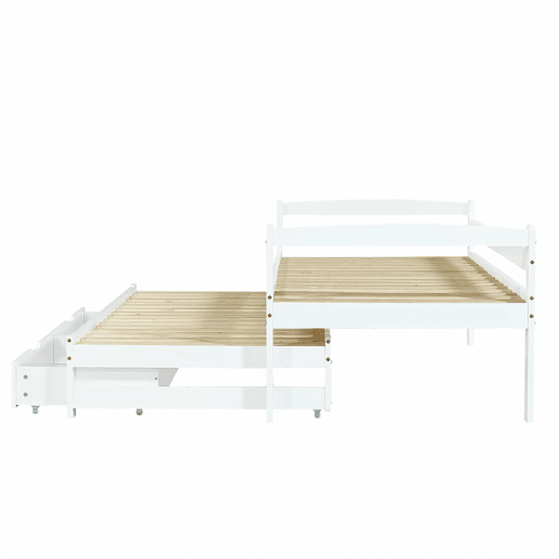 Cama extra 200x90190x90 - com estrado deslizante e 2 gavetas de arrumação - branco