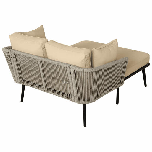 Sofá de jardim de 2 lugares - Com 2 almofadas e 2 almofadões, removíveis e laváveis - Cáqui