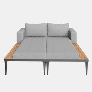 Dia de descanso duplo ao ar livre - Cama lounge multifuncional com prateleiras - Cinza