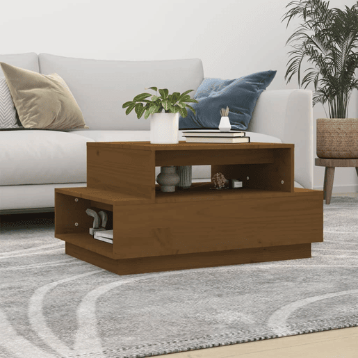 Mesa de Centro, Mesa baixa, 80x55x40,5 cm madeira pinho maciça castanho-mel
