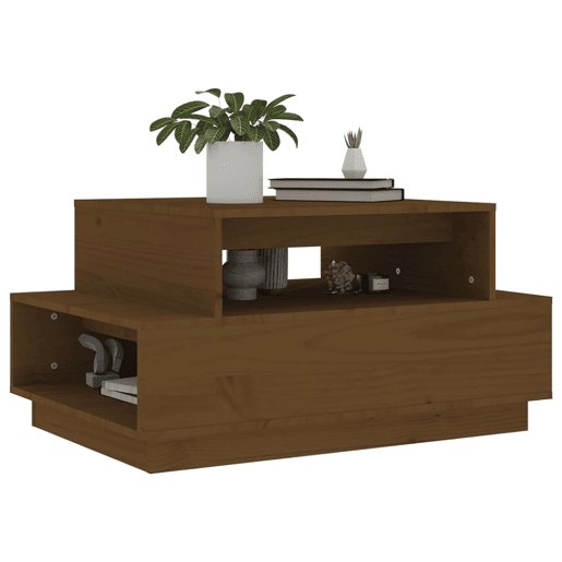 Mesa de Centro, Mesa baixa, 80x55x40,5 cm madeira pinho maciça castanho-mel