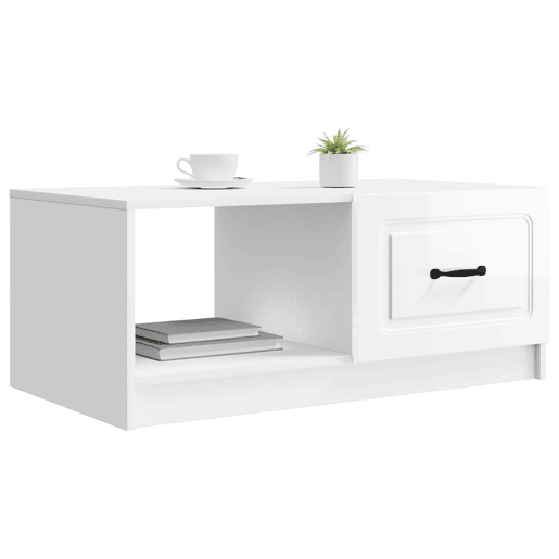 Mesa de Centro, Mesa baixa, Branco Brilhante 90 x 50 x 37 cm