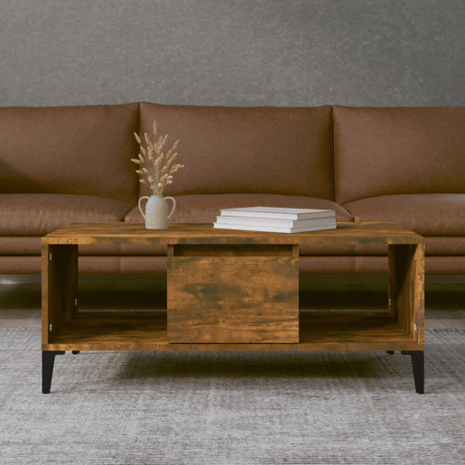 Mesa de Centro, Mesa baixa, 90x50x36,5 cm derivados madeira carvalho fumado