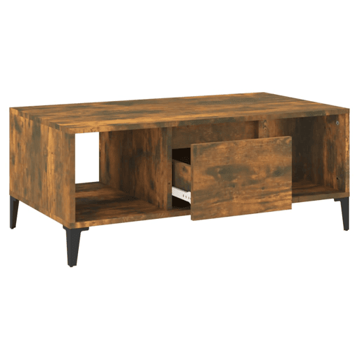 Mesa de Centro, Mesa baixa, 90x50x36,5 cm derivados madeira carvalho fumado