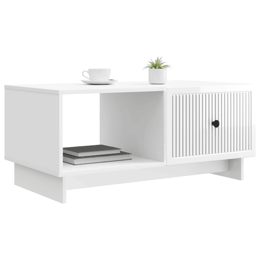 Mesa de Centro, Mesa baixa, Branco Brilhante 90 x 50 x 40 cm