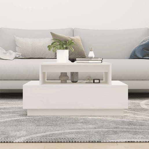 Mesa de Centro, Mesa baixa, 80x55x40,5 cm madeira de pinho maciça branco