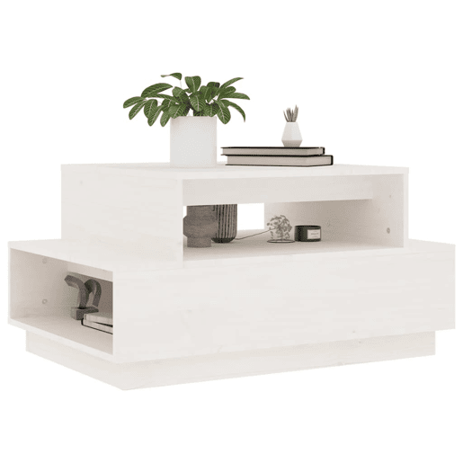Mesa de Centro, Mesa baixa, 80x55x40,5 cm madeira de pinho maciça branco