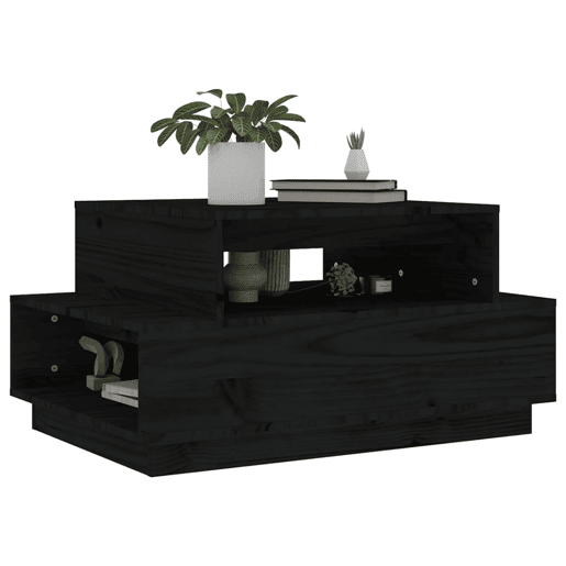 Mesa de Centro, Mesa baixa, 80x55x40,5 cm madeira de pinho maciça preto