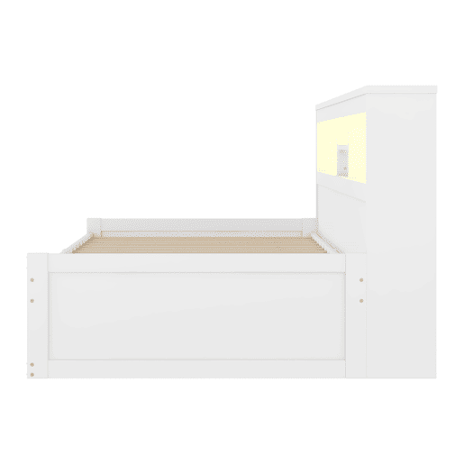 Sofá-cama 90x200 cm - com tomada USB e 2 gavetas - base de ripas - Branco