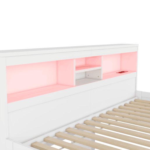 Sofá-cama 90x200 cm - com tomada USB e 2 gavetas - base de ripas - Branco