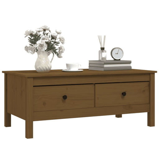 Mesa de Centro, Mesa baixa, 100x50x40 cm pinho maciço castanho mel