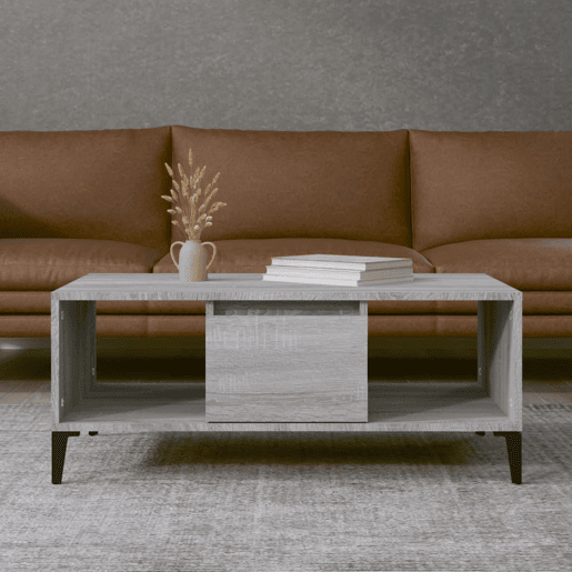 Mesa de Centro, Mesa baixa, 90x50x36,5 cm derivados madeira cinzento sonoma