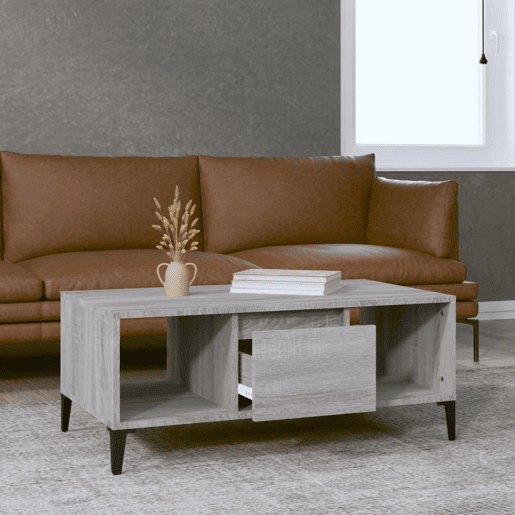 Mesa de Centro, Mesa baixa, 90x50x36,5 cm derivados madeira cinzento sonoma