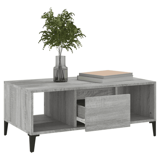 Mesa de Centro, Mesa baixa, 90x50x36,5 cm derivados madeira cinzento sonoma