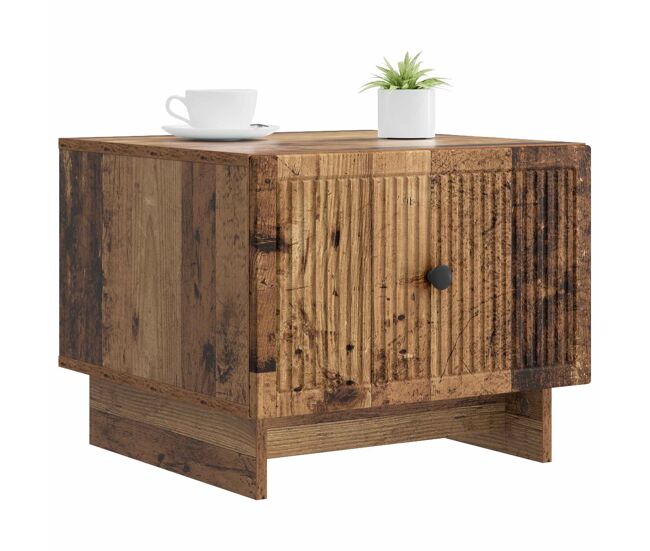 Mesa de café - mesa de centro - mesa baja con cajón madera envejecida 49 x 50 x 40 cm