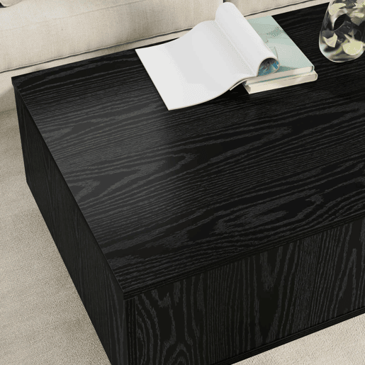 Mesa de Centro, Mesa baixa, com gaveta Carvalho Preto 95 x 55 x 31 cm