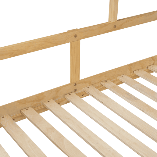 Cama de cabina 90x200 cm com barreira de segurança - com 4 gavetas e escada - em madeira de pinho e MDF - Branco e Natural Cama de cabina 90x200 cm com barreira de segurança - com 4 gavetas e escada - em madeira de pinho e MDF - Branco e Natural