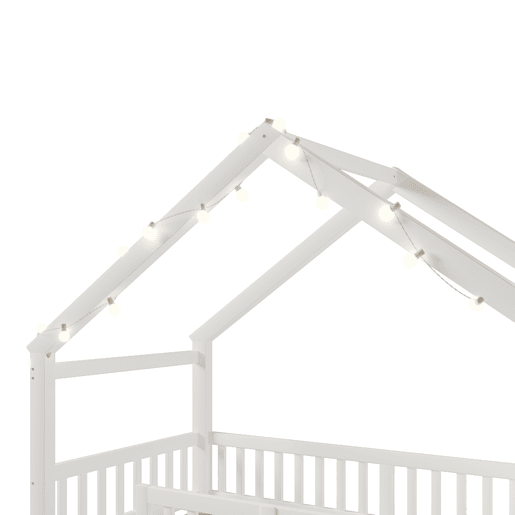 Cama baixa 90x190 cm - Berço com grades, estrutura em forma de casa, estilo minimalista, branco Cama baixa 90x190 cm - Berço com grades, estrutura em forma de casa, estilo minimalista, branco