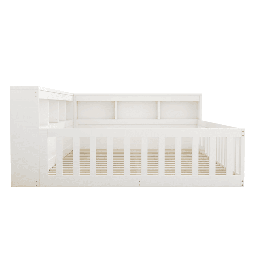Cama Daybett 140x190cm - Sofá-cama, com arrumação, com base de ripas, sem colchão, com tomada e USB - Branco Cama Daybett 140x190cm - Sofá-cama, com arrumação, com base de ripas, sem colchão, com tomada e USB - Branco