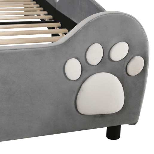 Cama de criança 90 x 200 cm - forma de urso - tecido de veludo - Cinzento