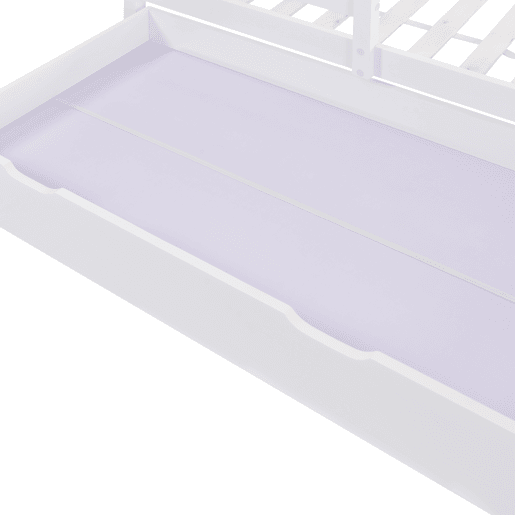 Cabine-cama 90x200 cm - madeira maciça - com ardósia e 2 gavetas - Branco