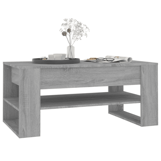 Mesa de Centro, Mesa baixa, 102x55x45 cm madeira processada sonoma cinza