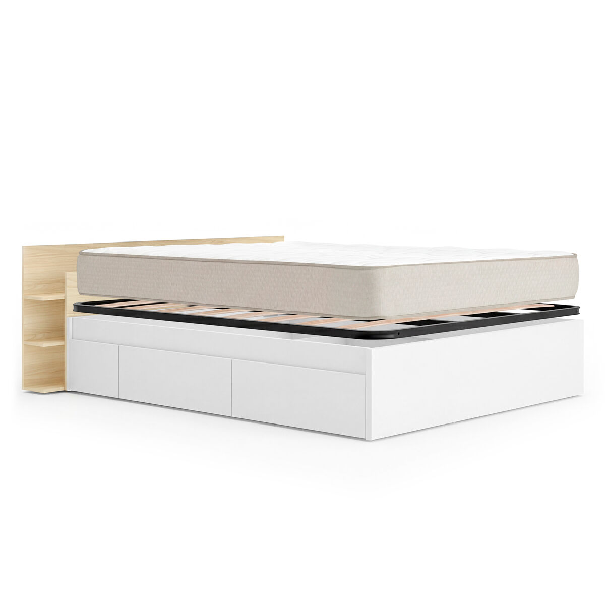 Pack ahorro matrimonio cama compacta, cabecero tori, colchón viscoelástico nova plus y somier 150 x 190 cm