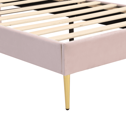 Cama de veludo para criança - 90x200cm - cabeceira em forma de concha - Rosa