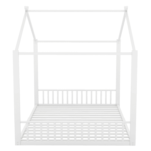 Cama infantil 140x200cm - Cama de ferro, sem colchão, com ripas - Branco