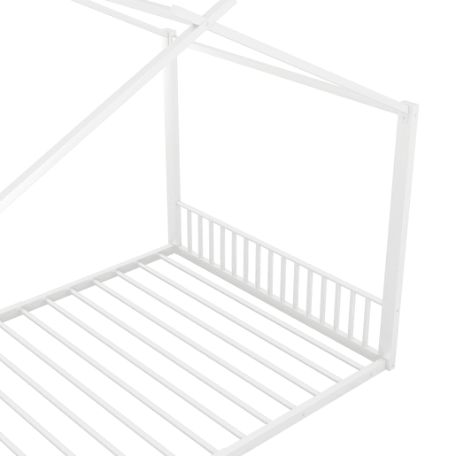 Cama infantil 140x200cm - Cama de ferro, sem colchão, com ripas - Branco