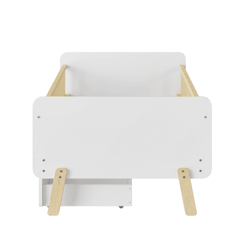 Cama de criança 90x190cm com 2 gavetas - cama individual de madeira maciça com estrado de molas - Branco