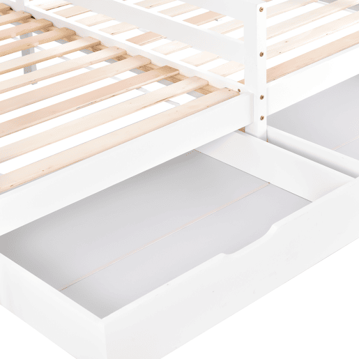 Cama-cabina em pinho maciço 2x90x200 cm - com 2 gavetas - Branco