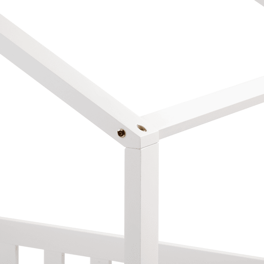 Cama casa 200x90 cm - Cama infantil em madeira maciça com grade e estrado, com proteção anti-queda - Branca Cama casa 200x90 cm - Cama infantil em madeira maciça com grade e estrado, com proteção anti-queda - Branca