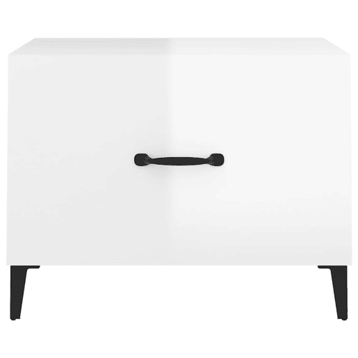 Mesa de Centro, Mesa baixa, com pernas de metal 50x50x40 cm branco brilhante