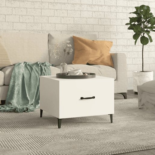 Mesa de Centro, Mesa baixa, com pernas de metal 50x50x40 cm branco