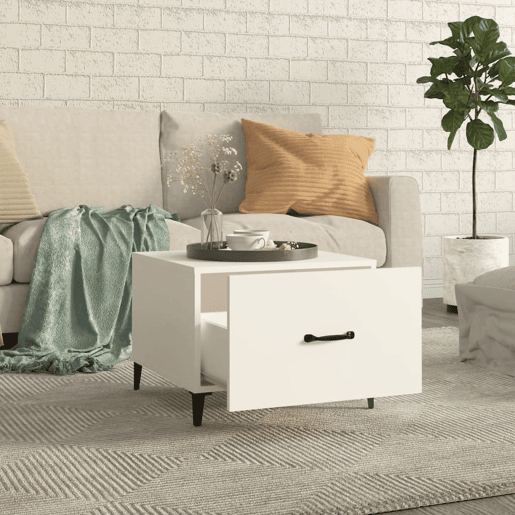 Mesa de Centro, Mesa baixa, com pernas de metal 50x50x40 cm branco