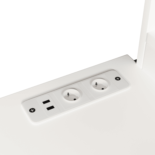 Cama alta 90x200 cm - Com luzes LED, janela, escada com arrumação, secretária, tomada - Branco+Natural
