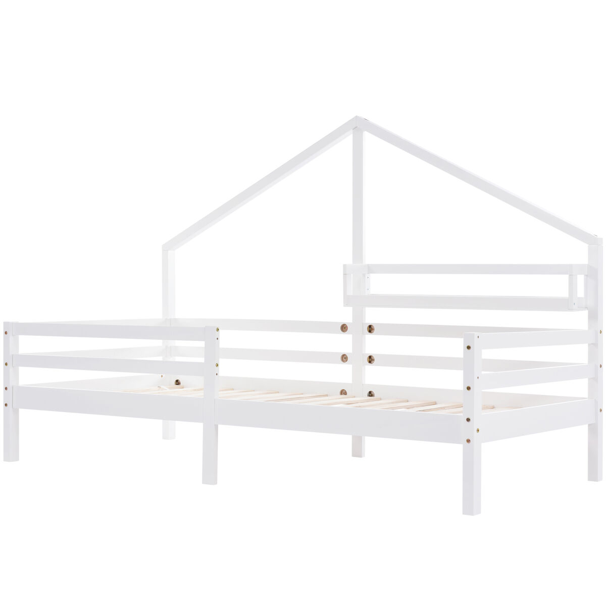 Cama cabina 90x200cm de madera maciza - con estantes - blanco