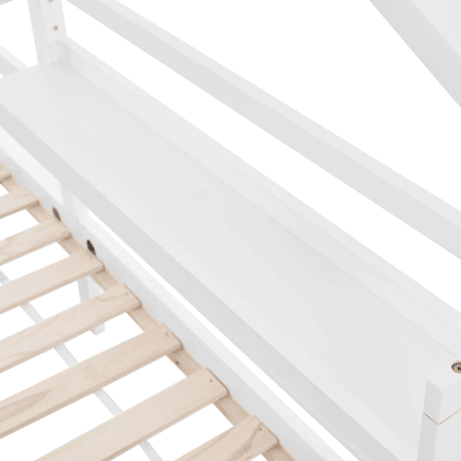 Cabine-cama 90x200cm em madeira maciça - com prateleiras - Branco