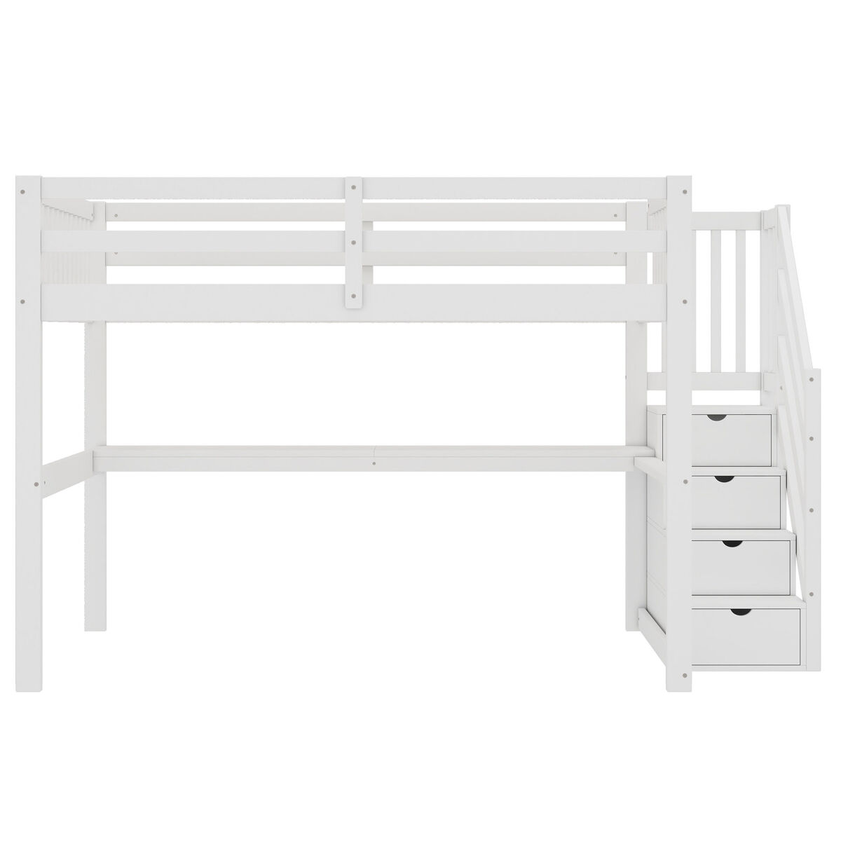 Cama alta 140x200 - cama infantil con cajones de almacenamiento y escritorio debajo - blanco