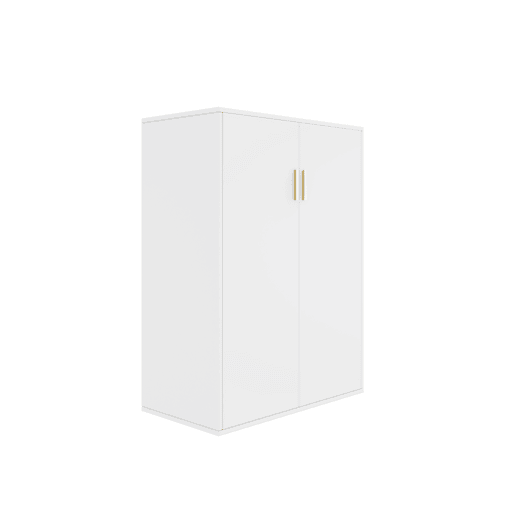 Cama alta de madeira 90x200 cm - com secretária e roupeiro modular - Branco