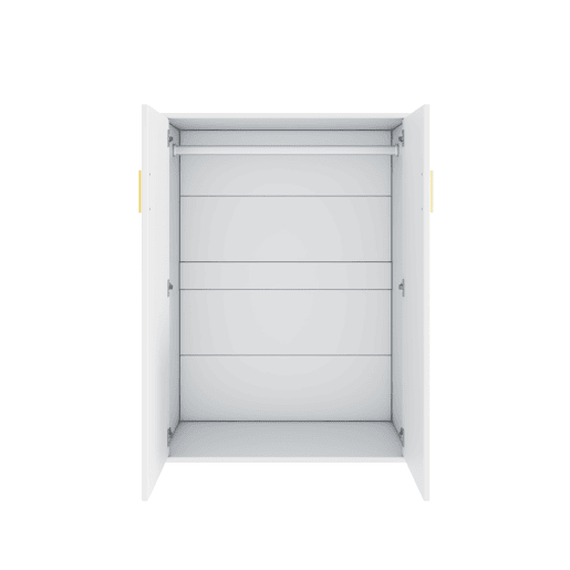 Cama alta de madeira 90x200 cm - com secretária e roupeiro modular - Branco