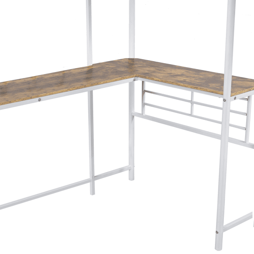 Cama em mezzanine - 2 camas 90x200 cm - 2 secretárias debaixo da cama - Branco
