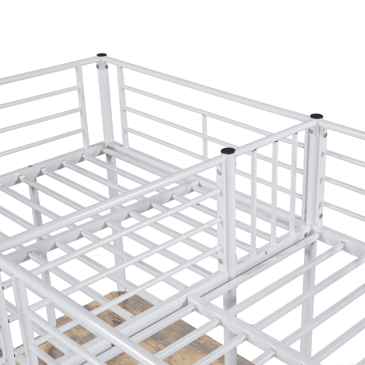 Cama em mezzanine - 2 camas 90x200 cm - 2 secretárias debaixo da cama - Branco