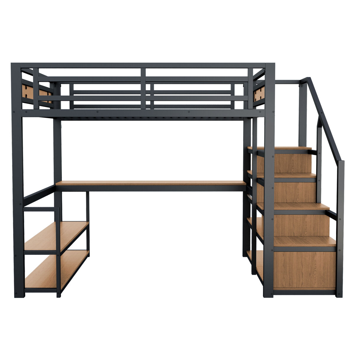 Cama alta para niños 145x255 Negro