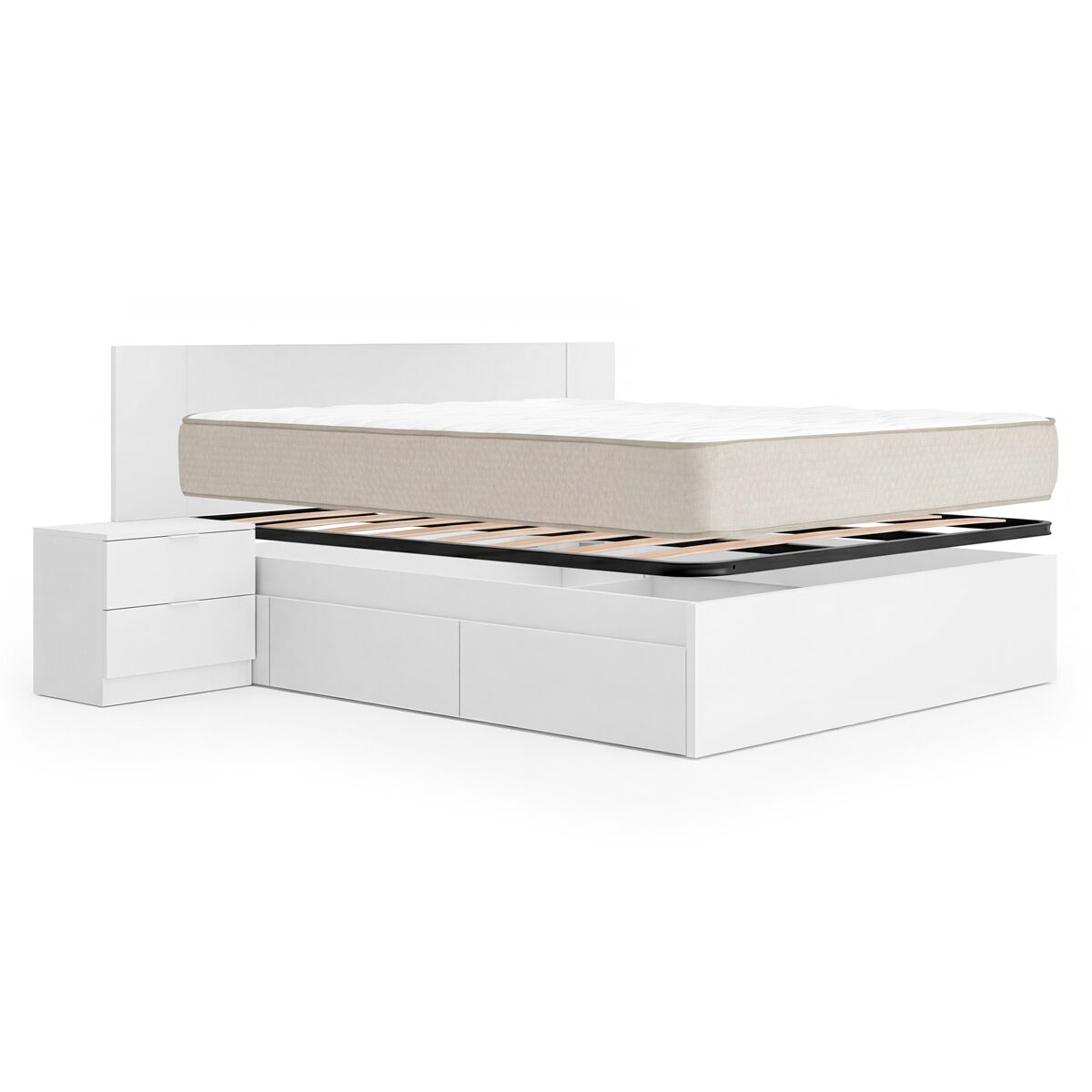 Pack Cama,Cabecero,2 Mesas Len,Colchón Nova Plus, Somier