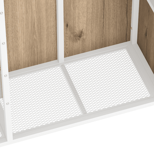 Cama loft 90x200 cm - 2 gavetas, armário aberto, LED multicolorido, vários compartimentos - Branco