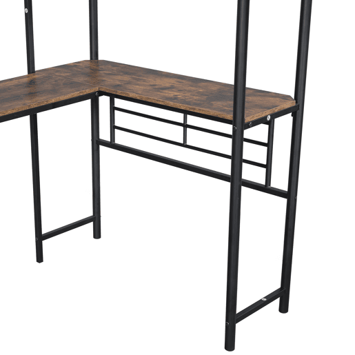 Cama mezzanine - 2 camas 90x200 cm - 2 secretárias debaixo da cama - Preto