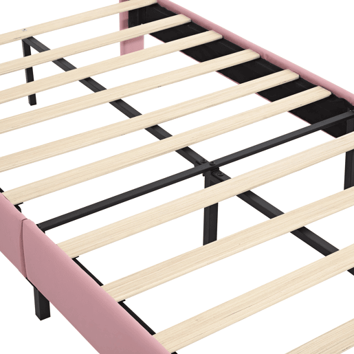 Cama de criança 90x200cm em pele sintética - design exclusivo - Rosa e branco
