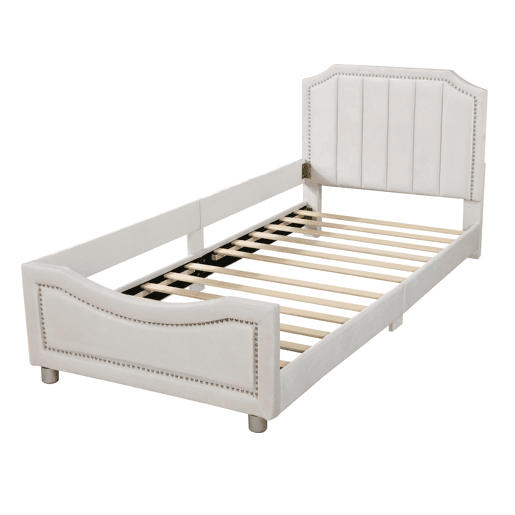 Cama individual para crianças 90x200cm - sofá-cama de veludo - Bege